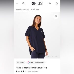 Figs Navy Halle Scrub Top